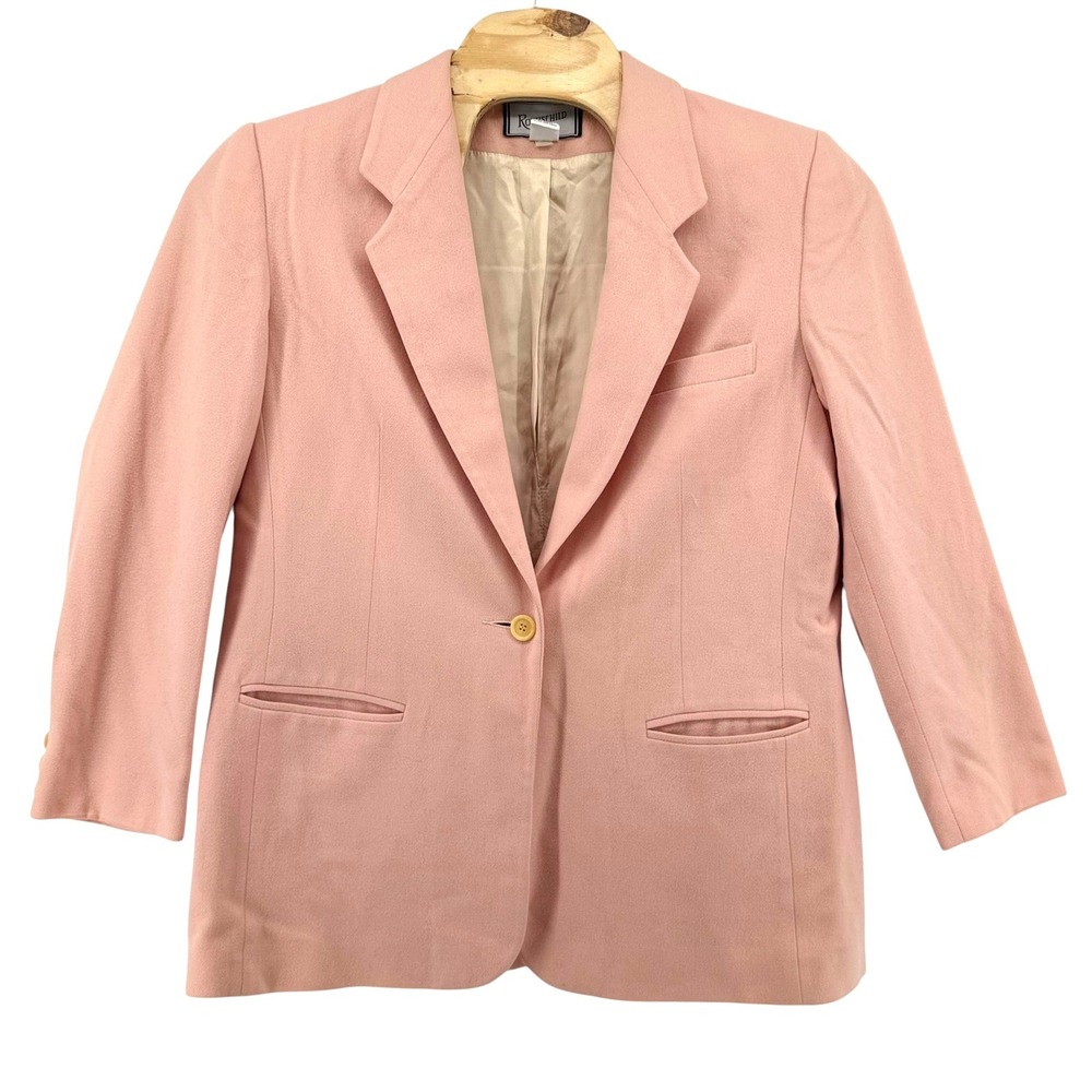Rothschild Vintage Pink Wool Cashmere Blazer Jacket Womens 18 Solid Classic